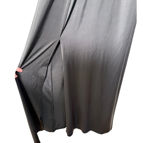 Sezane Vintage S Stretchy Black Slip Disco Dress 70s Minimalist Glam Whimsy Goth - Picture 10 of 11